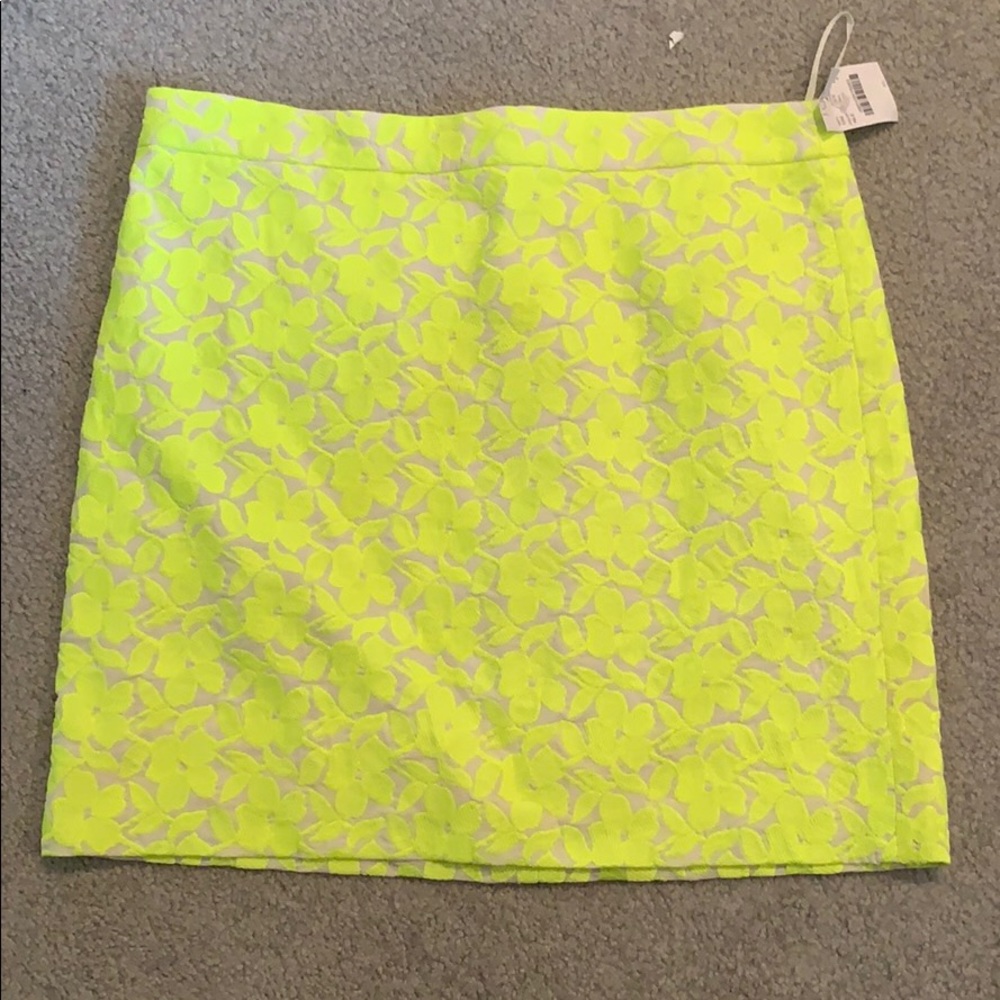 New yellow flower j crew skirt